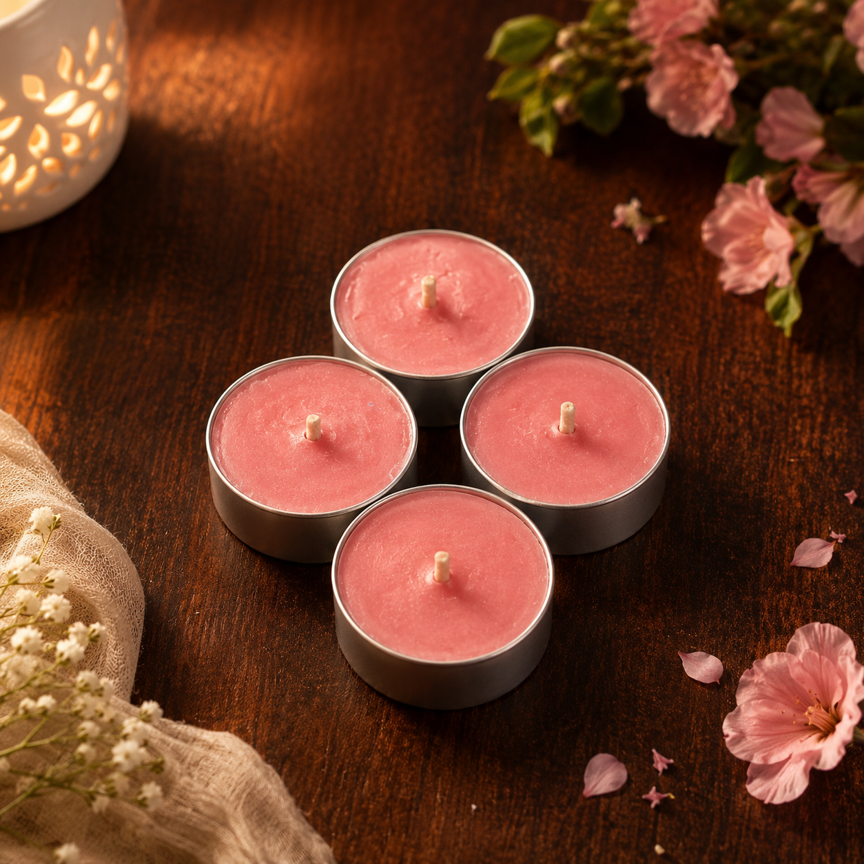 Tea Light candles in brass cups